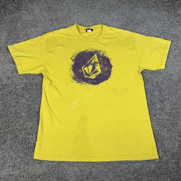 Volcom Other - VTG Volcom Shirt Mens L Yellow Stone Logo Skateboarding Neck Cotton Regular Fit